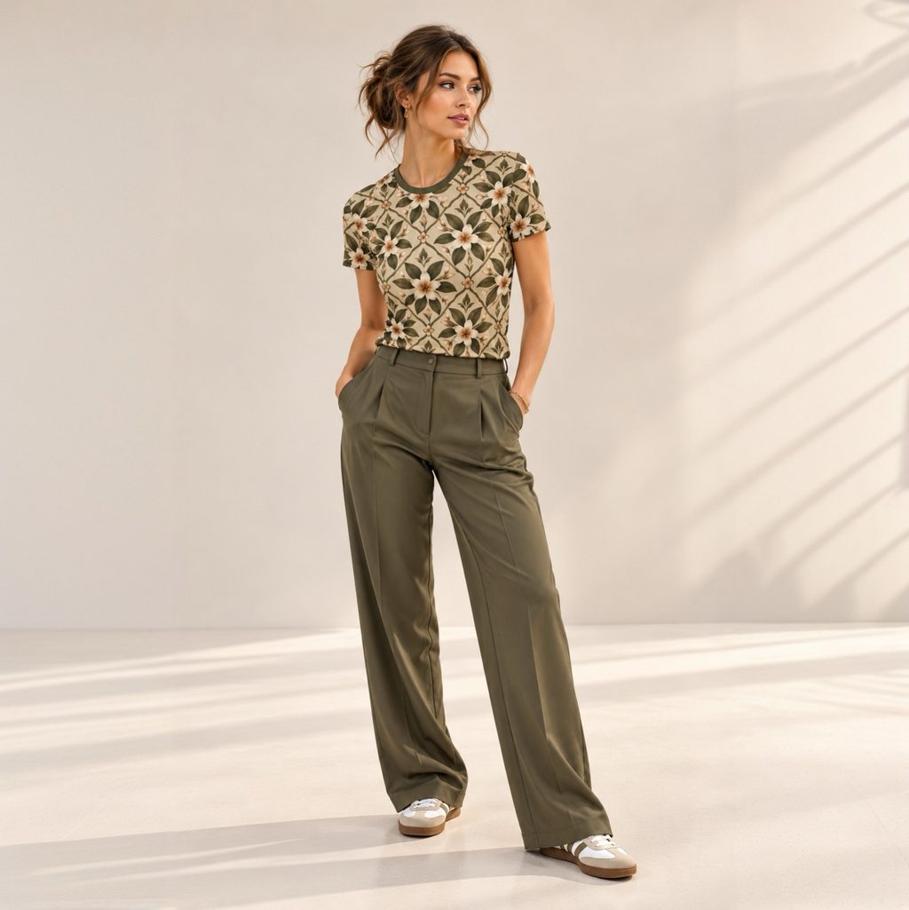 ZAAVEENA Botanical Blush – Dames T-shirt met botanische bloemenprint