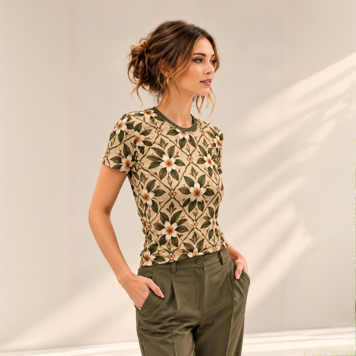 ZAAVEENA Botanical Blush – Dames T-shirt met botanische bloemenprint